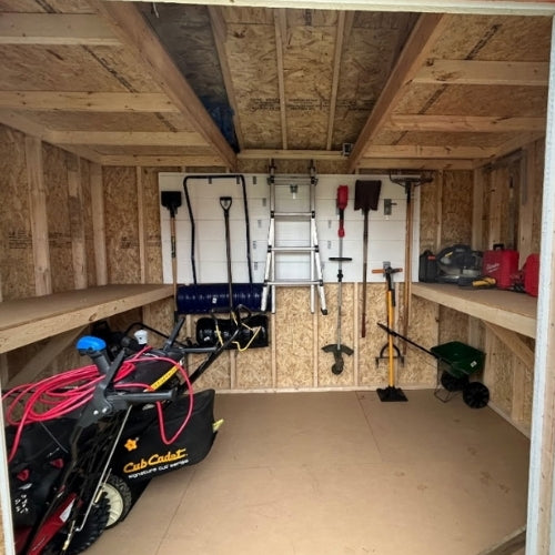 Organized shed storage interior