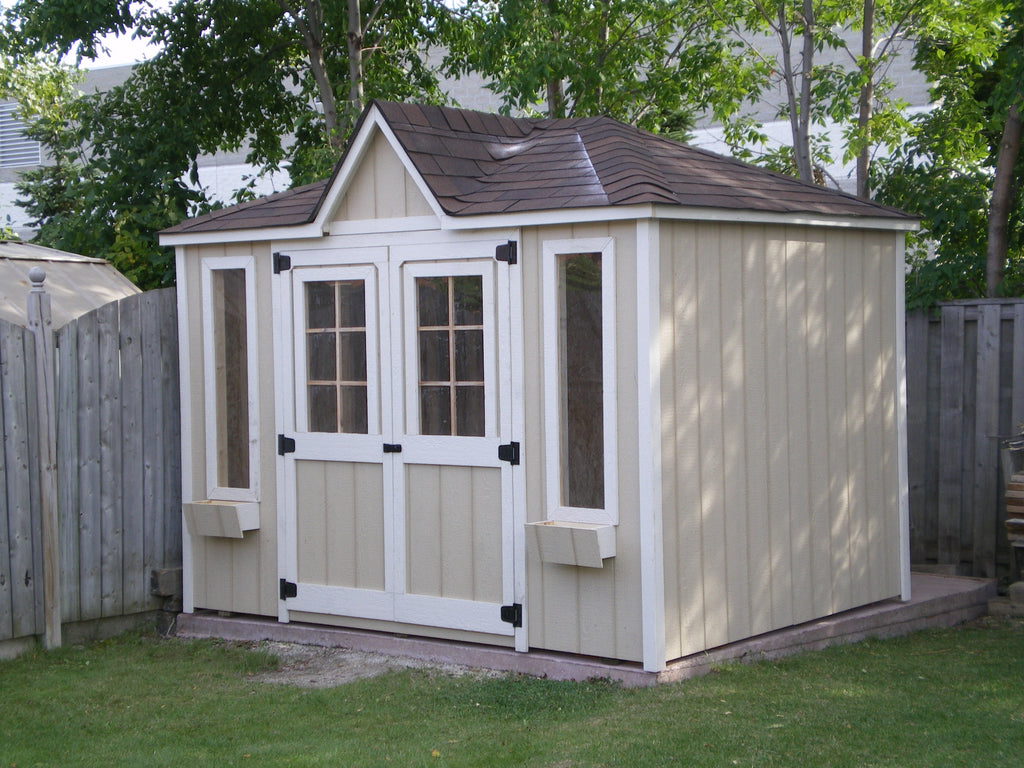 standard hip roof shed with front gable