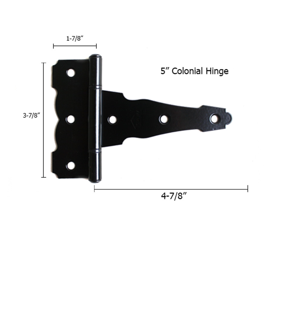 Colonial Style T Hinge 6" black