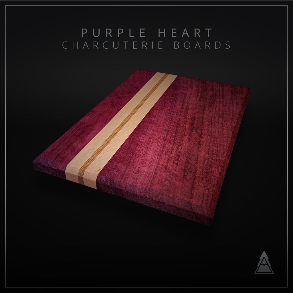 Purple Heart Exotic Wood Charcuterie Board (10x14")